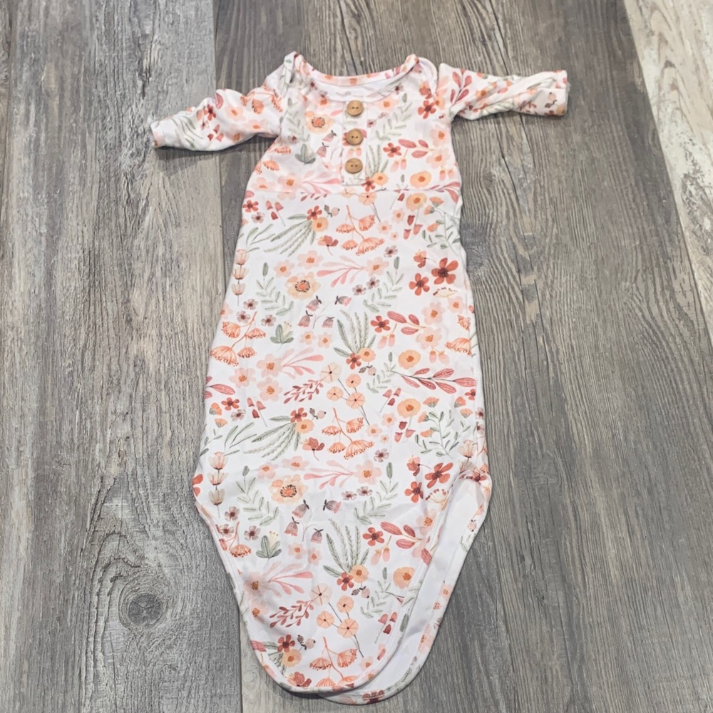 Caden Lane Floral Baby Gown with Buttons